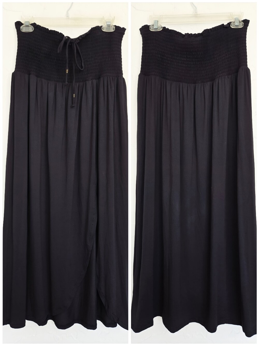 Anthro Maeve Black Strapless Cross Front Dress, L
